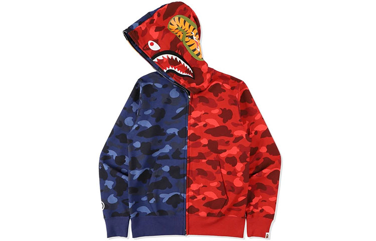 Bape Color Camo Tiger Shark Half Full Zip Hoodie SS21