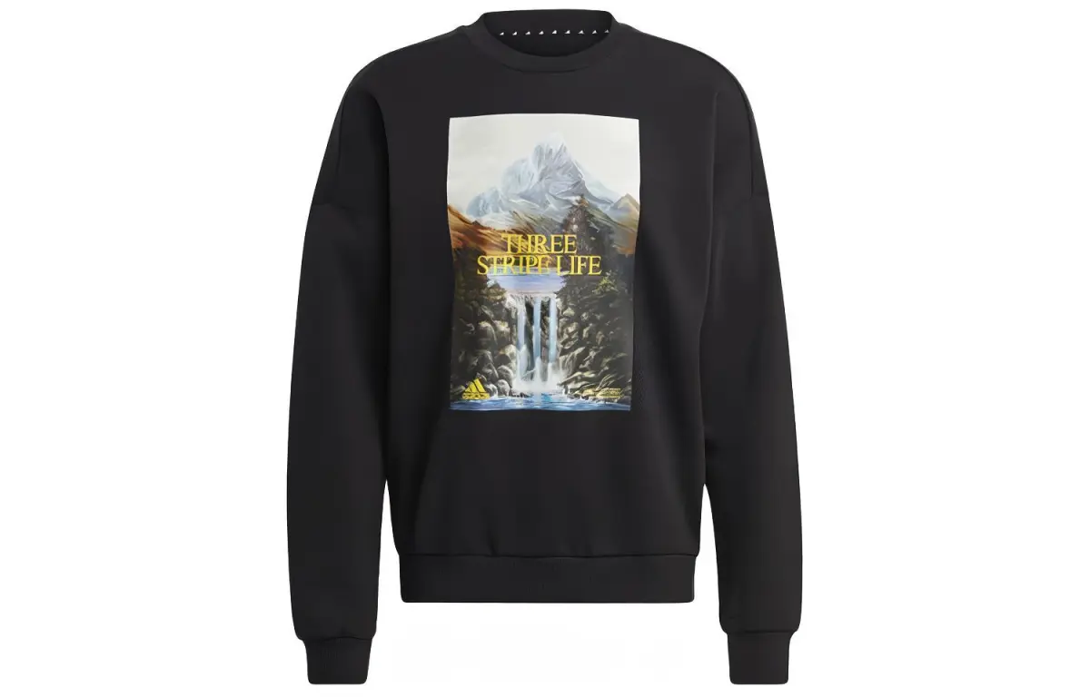 Adidas Sweatshirts Men's Black Crew Neck Moderate Straight Fit