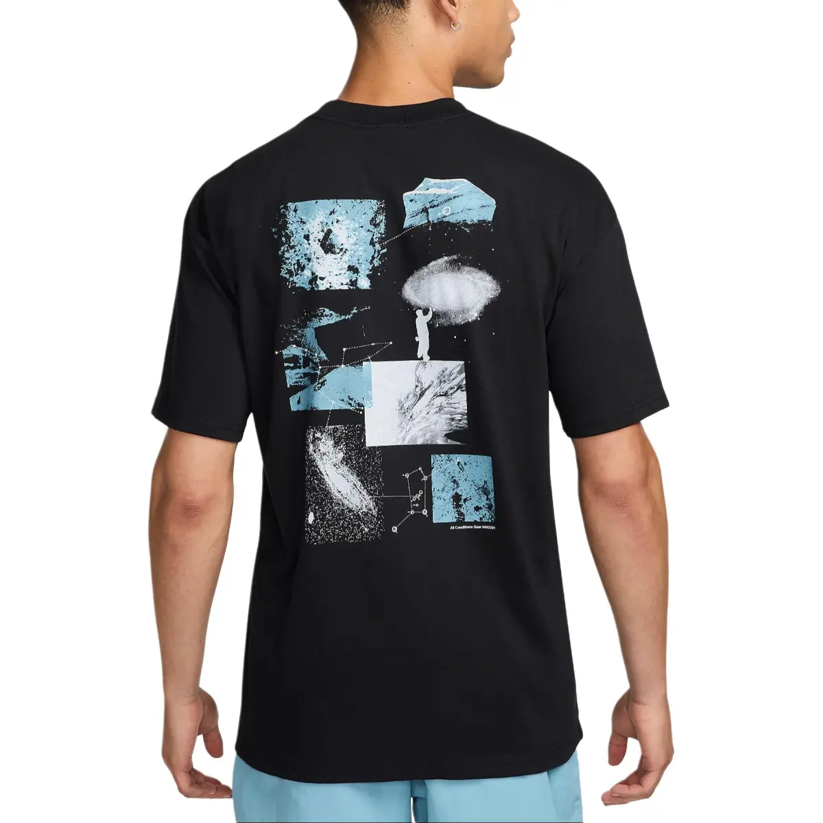 Nike T-Shirts Men's Black Crew Neck Moderate Straight Fit
