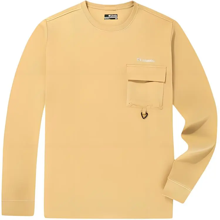Columbia T-Shirts Men's Yellow Crew Neck Moderate Straight Fit
