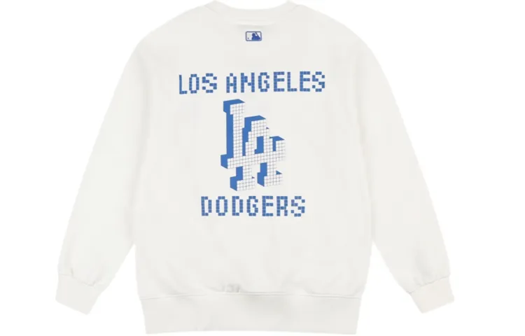 MLB Los Angeles Dodgers Sweatshirts Unisex Ivory Crew Neck Moderate