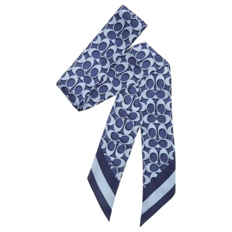 COACH Mulberry Silk Scarves Unisex Blue