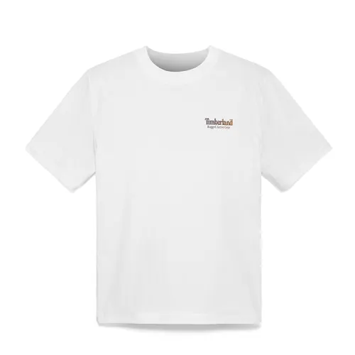 Timberland T Shirts Men's White 100 Crew Neck Moderate Straight Fit