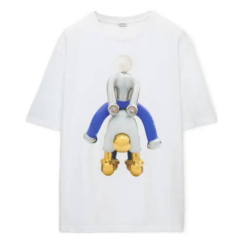 LOEWE T Shirts Men's White Crew Neck Moderate Straight Fit