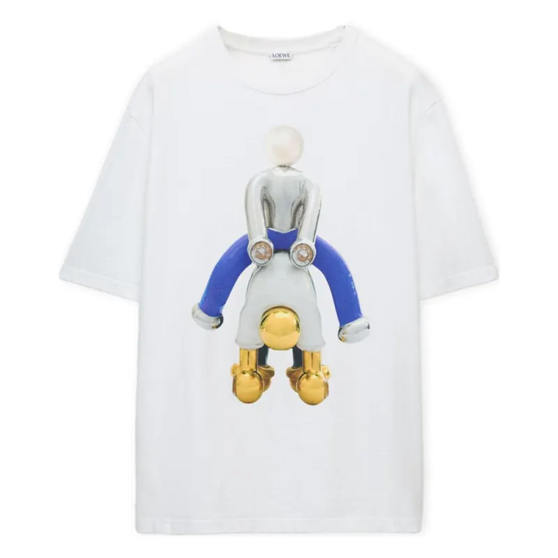 LOEWE T Shirts Men's White Crew Neck Moderate Straight Fit