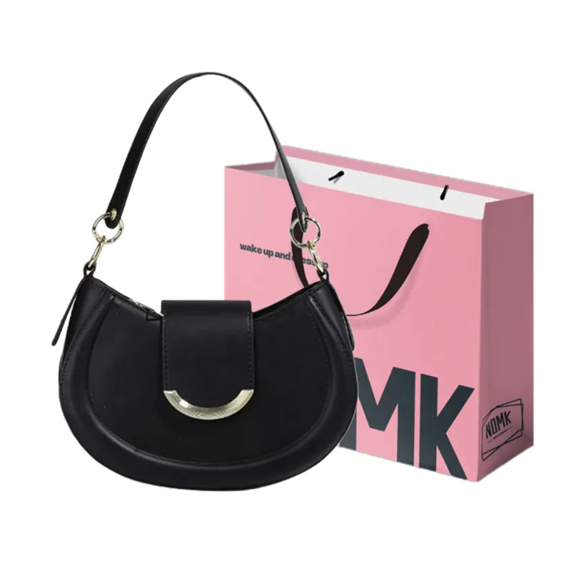 NOMK Pu Shoulder Bag, Saddle Bag, Shoulder Bag Women's Black