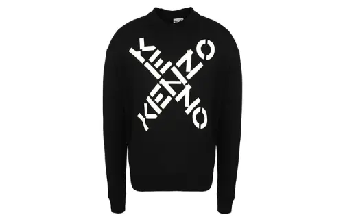 KENZO Sweatshirts Men's Black Crew Neck Moderate Heavyweight
