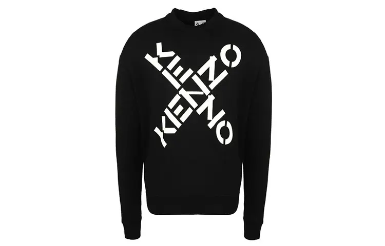KENZO Sweatshirts Men's Black Crew Neck Moderate Heavyweight