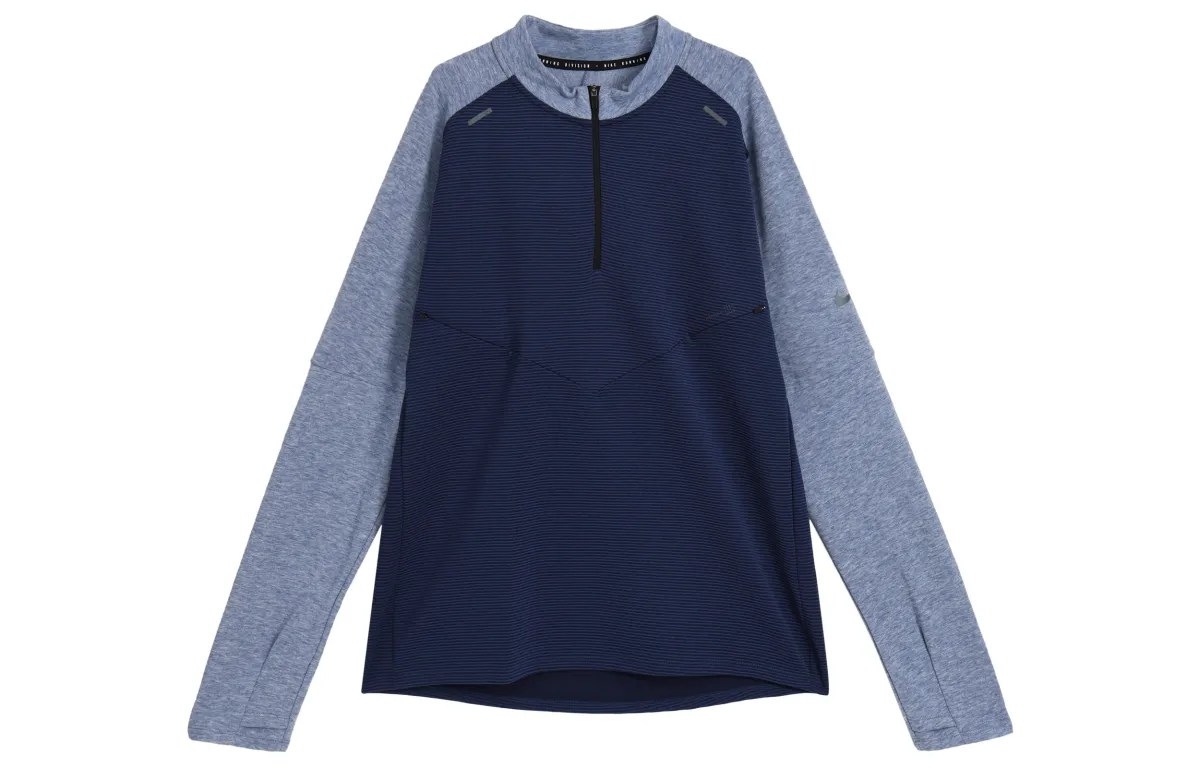 Nike Sweatshirts Men's Dark Navy Blue Stand Collar Moderate Regular