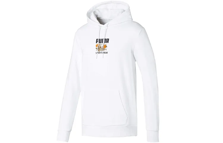 PUMA Sweatshirts Men's White Hooded Moderate Regular