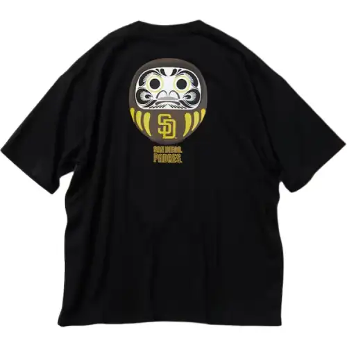 MLB X FREAK’S STORE joint model SS24 San Diego Padres brand logo fashion pattern round neck short-sleeved T-shirt, same style for men and women, black