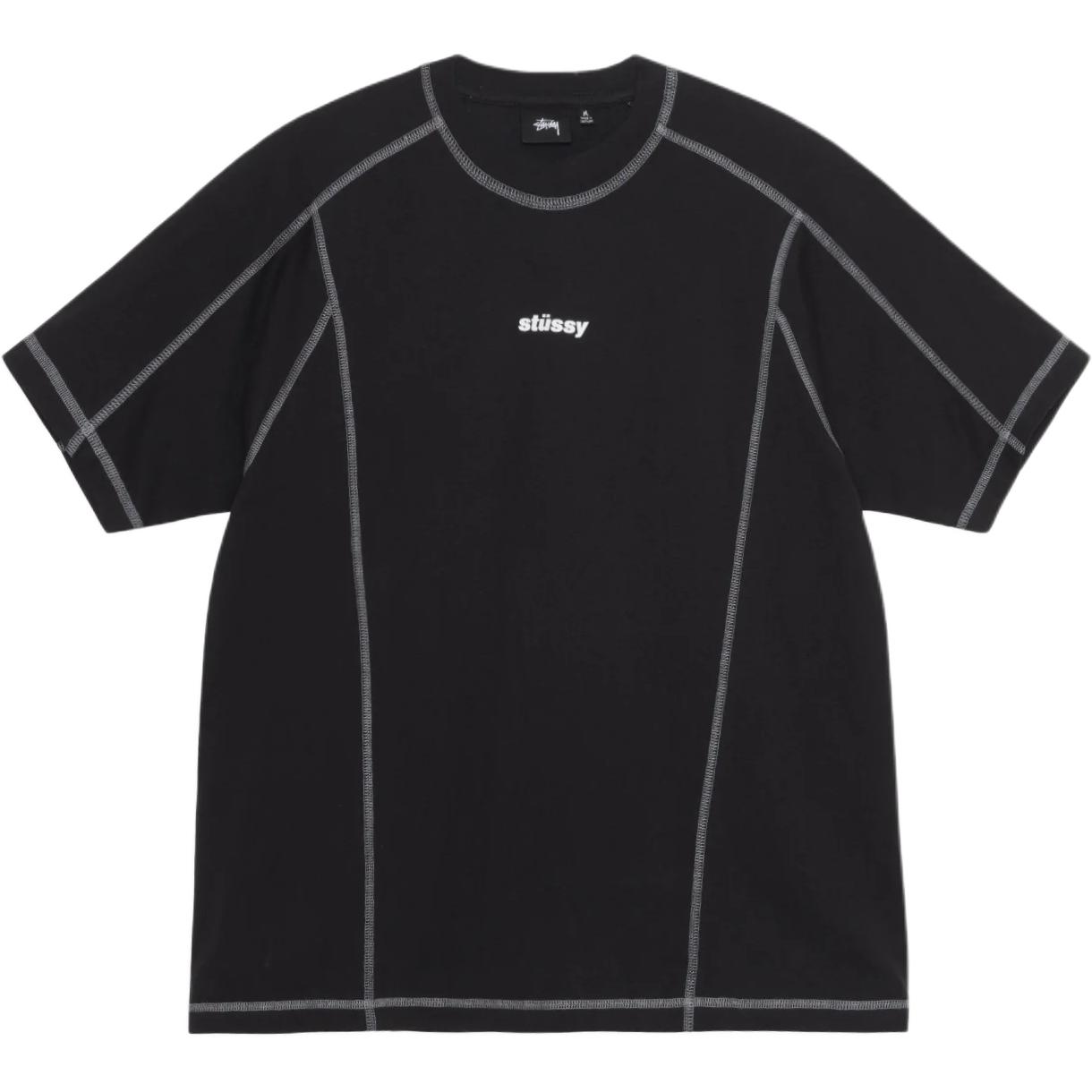 Stussy 2024 Summer Series SS24 WAVE COTTON CREW Summer Series Contrast color stitching logo printed pattern short-sleeved American retro T-shirt, same style for men and women
