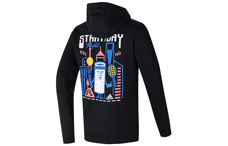 Adidas Sweatshirts Men's Black Hooded Moderate Regular