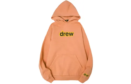 Drew House Loose Fit Pullover Letter Print Fleece Lined Sweatshirt Unisex Peach Pink