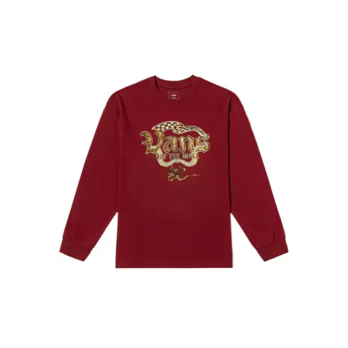 Vans TEE LS T Shirts Unisex Red Crew Neck Moderate