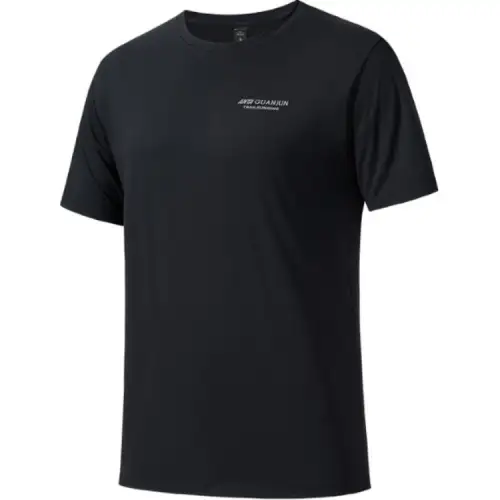 ANTA T Shirts Men's Black Crew Neck Moderate Straight Fit