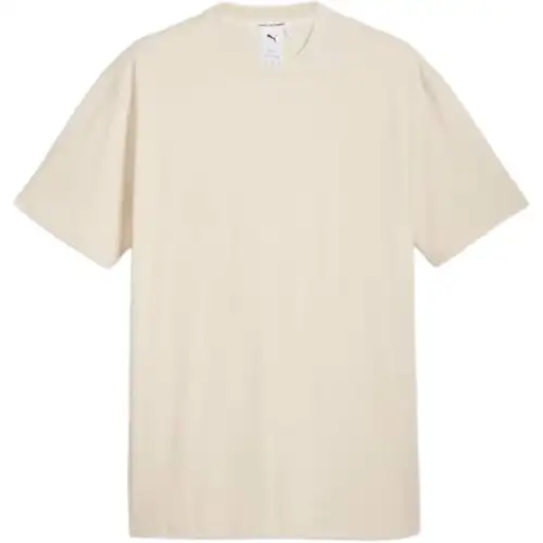 PUMA MMQ T Shirts Men's Beige Crew Neck Moderate Straight Fit