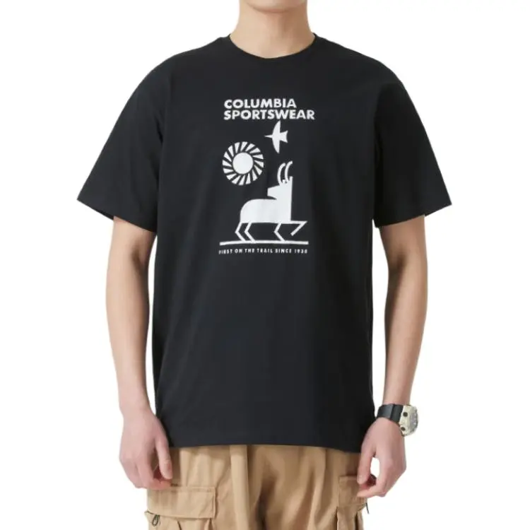 Columbia T-Shirts Men's Black Crew Neck Moderate