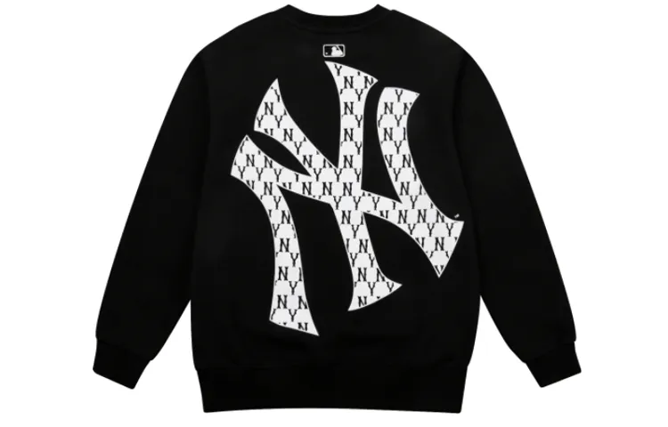 MLB Monogram Sweatshirts Unisex Black Crew Neck Moderate