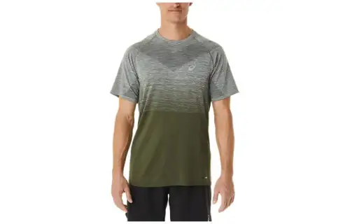 Asics SEAMLESS SS T Shirt Men's Gray Green