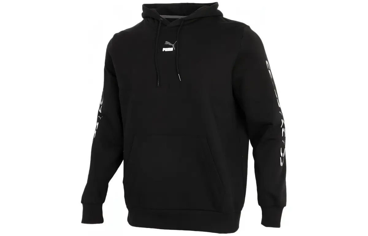 PUMA Sweatshirts Men's Black Hooded Moderate Regular