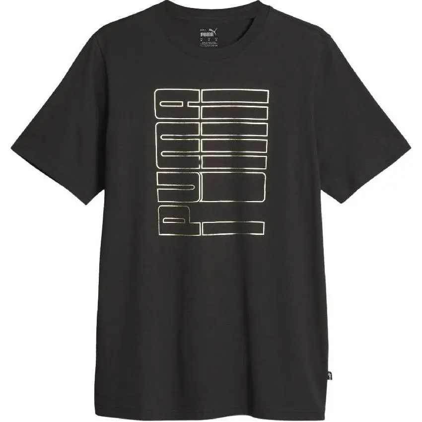 PUMA T-Shirts Men's Black Crew Neck Moderate Straight Fit