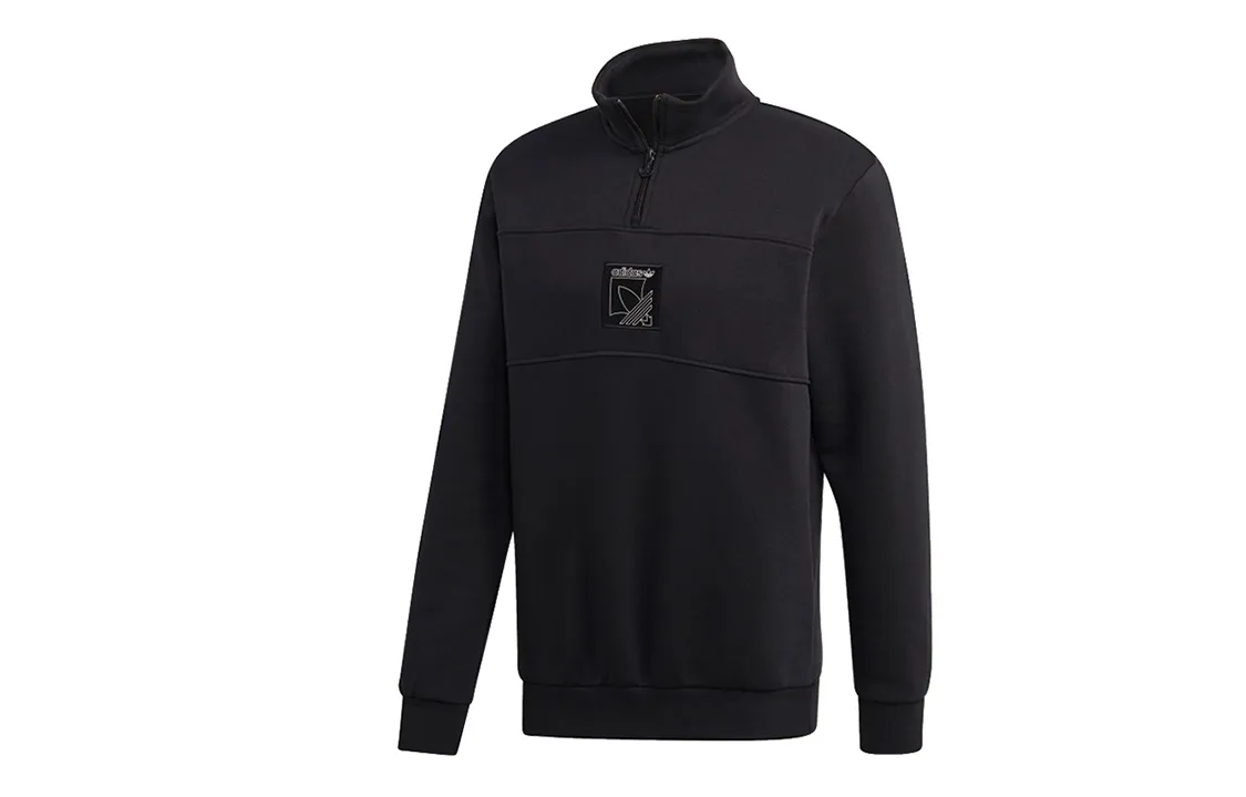 Adidas Originals Sprt Icon Qztt Sweatshirts Men's Black Stand Collar Moderate Straight Fit