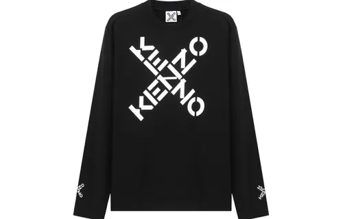KENZO Sweatshirts Men's Black Crew Neck Moderate Regular