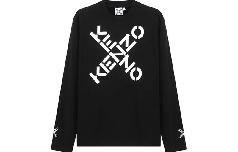 KENZO Sweatshirts Men's Black Crew Neck Moderate Regular