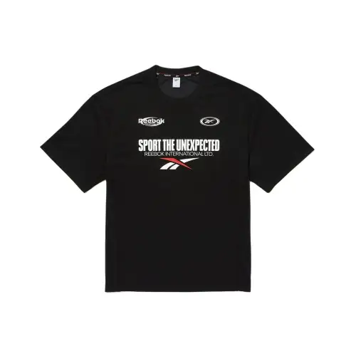 Reebok T Shirts Unisex Black Crew Neck Moderate