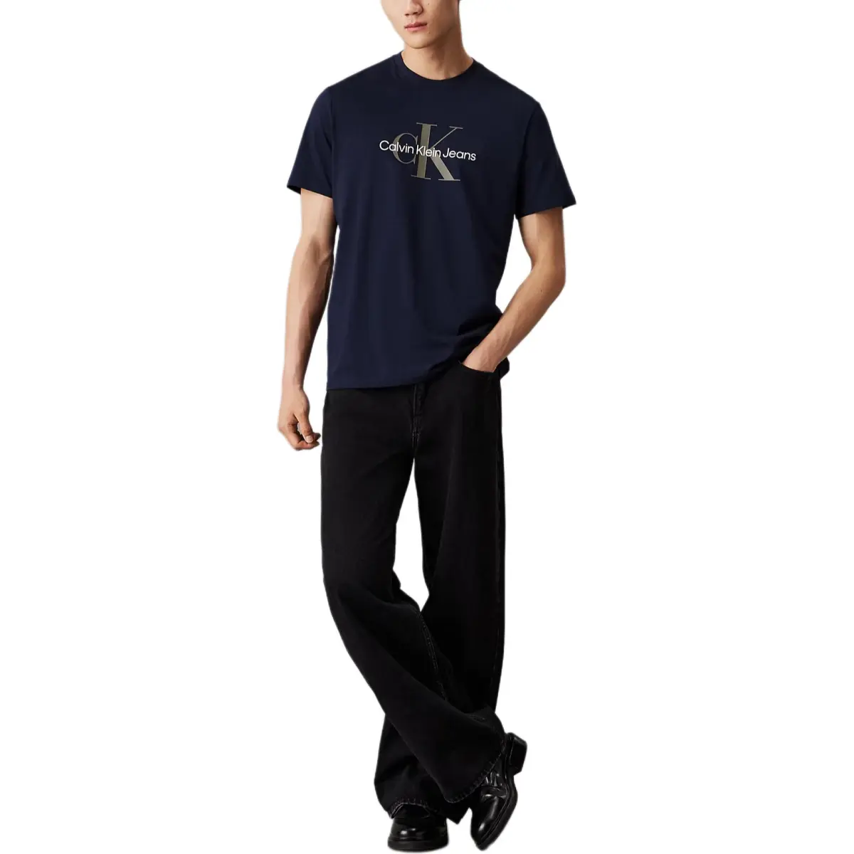 CALVIN KLEIN T Shirt Europe Version Men's Dark Sapphire Blue