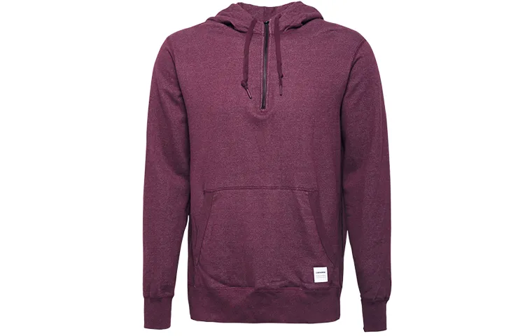 Converse Sweatshirts Men's Dark Red Mixed Color Hooded Moderate Straight Fit