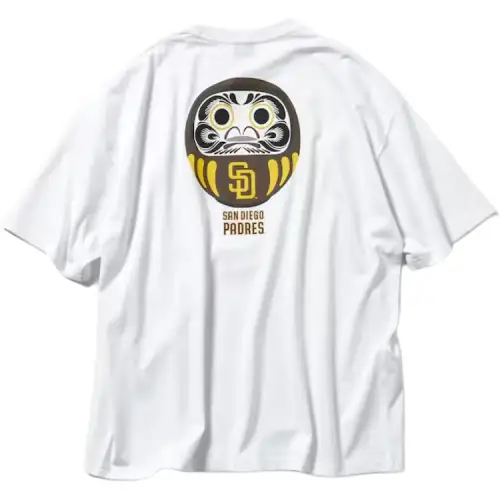 MLB X FREAK’S STORE San Diego Padres brand logo fashion pattern round neck short sleeve SS24 drop shoulder sleeve T-shirt same style for men and women white