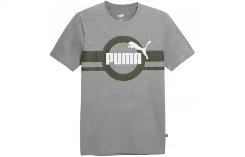 PUMA T Shirts Men's Gray Crew Neck Moderate Straight Fit
