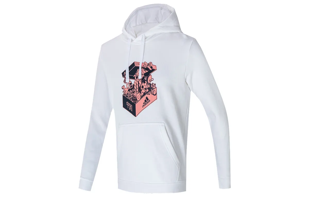 Adidas Sweatshirts Men's White Hooded Moderate Regular