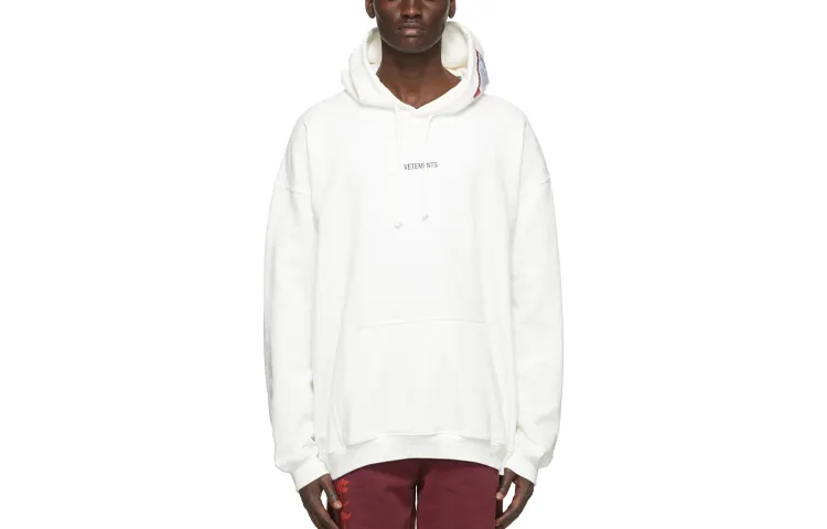 Vetements Sweatshirts Men's White Hooded Moderate Regular