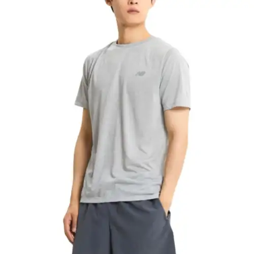 New Balance T Shirts Men's Gray Crew Neck Moderate Straight Fit
