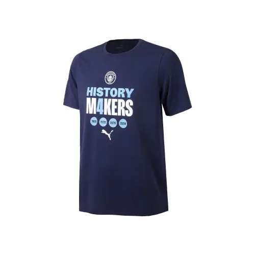 PUMA T Shirts Men's Marine Blue Crew Neck Moderate Straight Fit