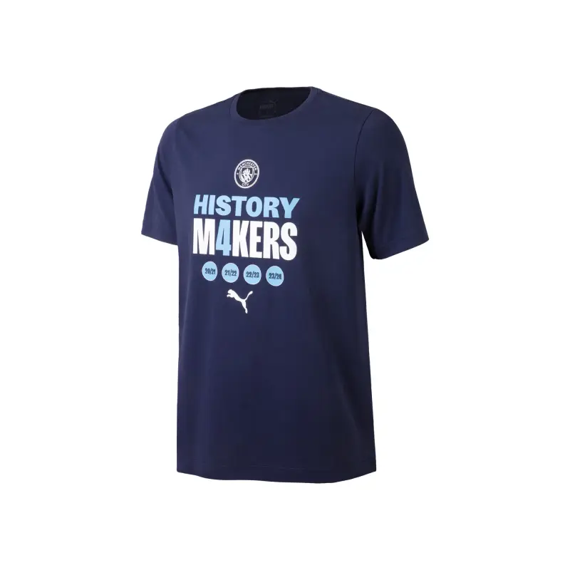 PUMA T Shirts Men's Marine Blue Crew Neck Moderate Straight Fit