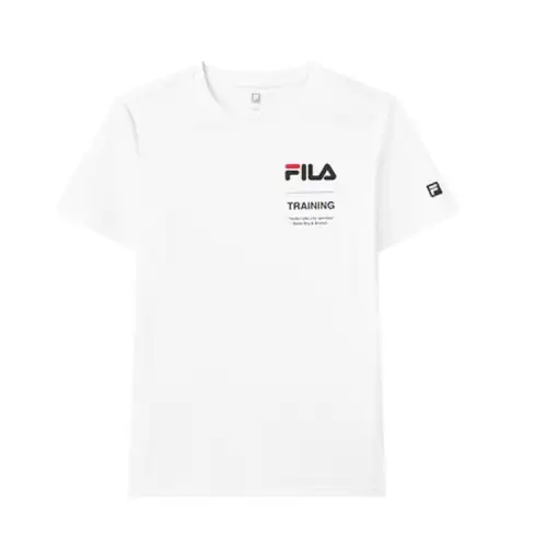 FILA T Shirts Men's Jade White WT Crew Neck Moderate Straight Fit