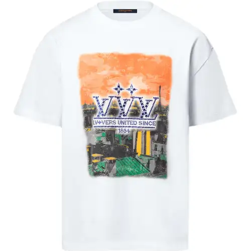 LOUIS VUITTON Embellished Graphic Cotton T Shirt