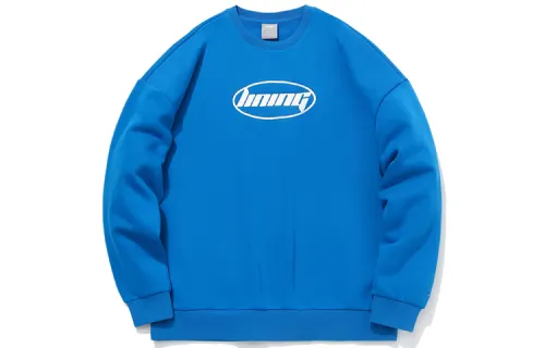 Li Ning Sweatshirts Unisex Space Blue Crew Neck Thickened Regular