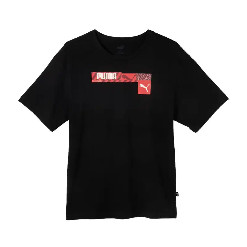 PUMA T Shirts Men's Black Crew Neck Moderate Straight Fit