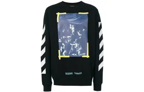 OFF WHITE SS21 Sweatshirts Men's Black Crew Neck Moderate Regular