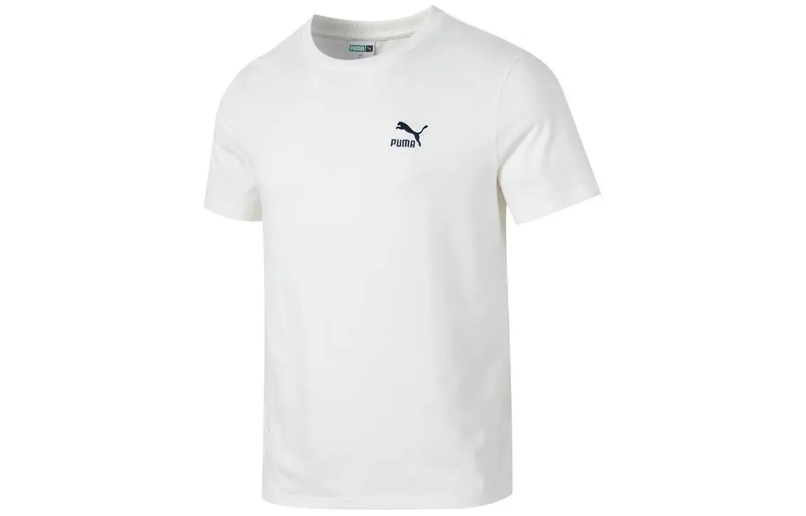 PUMA T-Shirts Men's White Crew Neck Moderate Straight Fit