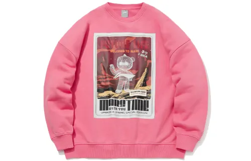 Li Ning Sweatshirts Men's Pink Crew Neck Moderate Regular