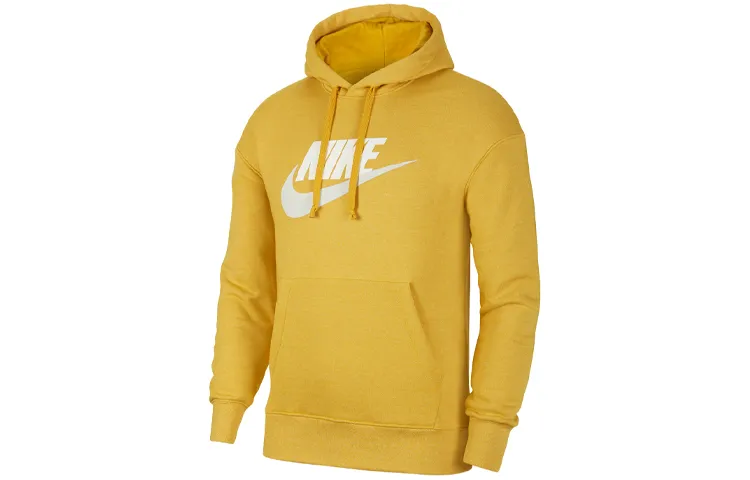 Nike Sweatshirts Men's Yellow Hooded Moderate Straight Fit