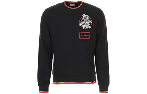 DIOR Sweatshirts Men's Black Crew Neck Moderate Regular