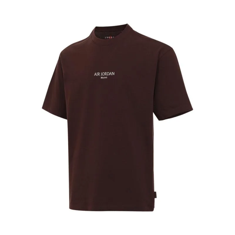 Jordan T-Shirts Men's Dark Red Crew Neck Moderate