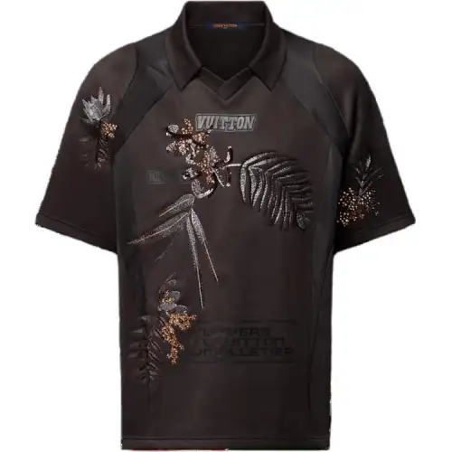 Lv Embellished Jersey T Shirt